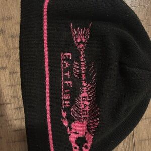 Black and Pink Beanie